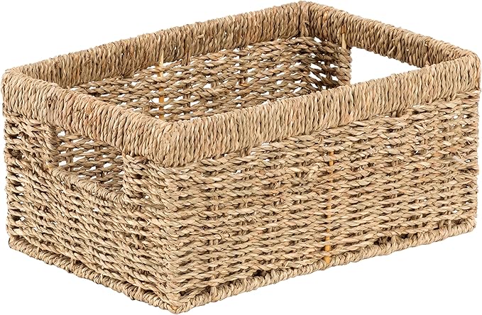CENBOSS Wicker Baskets (Medium, Seagrass, 1PC) Rattan Storage Baskets for Shelves, Woven Seagrass Holder-Ruum Studio Home