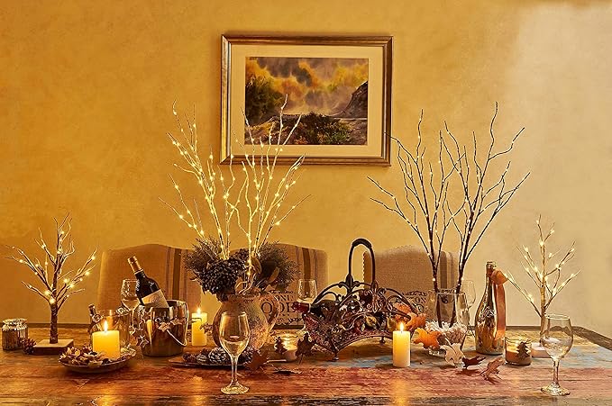 Birchlitland Lighted Birch Branches 32IN 100 LED with Timer Battery Operated, Artificial Tree Branch with Warm,Willow Branch Lights for Home Bedroom Fireplace Christmas Holiday Decoration-Ruum Studio Home