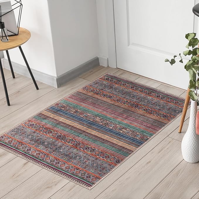 Keen Home Design 2x3 Rug - Machine Washable Entry Rug with Non-Slip Backing, Ideal for Enteryway, Kitchen, Bathroom, Laundry Room - Vintage, Easy Clean, Durable, Low Pile Rug - (2' x 3')-Ruum Studio Home