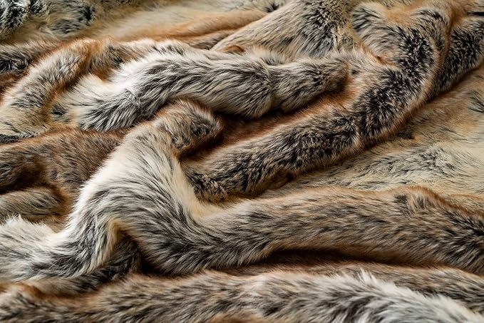 BATTILO HOME Large Brown Faux Fur Throw Blanket for Bed, Fall Fur Blanket and Throws, 60 x 80 Inches Super Soft Fuzzy Thick Warm Blankets for Couch, Reversible to Plush Velvet-Ruum Studio Home