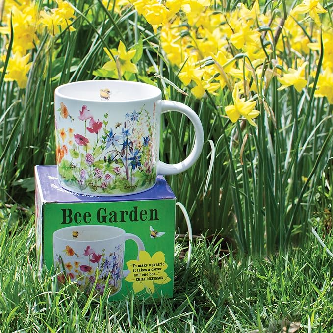 The Unemployed Philosophers Guild Bee Garden Coffee Mug - Features Beautiful Watercolor Flowers and Buzzing Bees - Comes In A Fun Gift Box, 14 oz-Ruum Studio Home