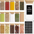 ComSaf 16Pcs Glass Spice Jars with Bamboo Lid, 10oz Airtight Square Containers with 275 Black Lables, Empty Seasoning Jars for Spice Salt Sugar-Ruum Studio Home