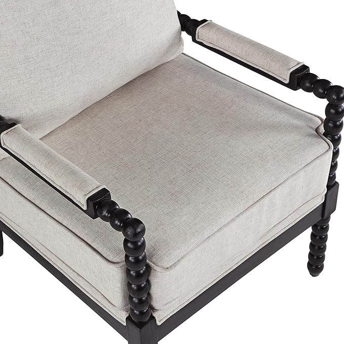 DUHOME Linen Fabric Spindle Accent Chairs Set of 2,Bobbin Chair with High Resilience Spring Cushion and Armrest Pads, Leisure Armchair for Living Room Bedroom Farmhouse Home Office Belcony-Ruum Studio Home