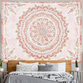 Fowocu Boho Floral Mandala Tapestry Wall Hanging Pink Bohemian Flower Medallion Tapestry Aesthetic Watercolor Hippie Indian Large Tapestries for Bedroom Living Room Dorm Decor 80 x 60 Inch-Ruum Studio Home