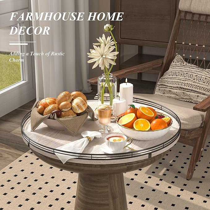 21" Lazy Susan Wood Turntable Organizer for Kitchen Decor, Farmhouse Round Wooden Lazy Susan Organization and Storage for Cabinet, Dining Table, Pantry, Bathroom, Countertop, Centerpiece, Home Decor-Ruum Studio Home