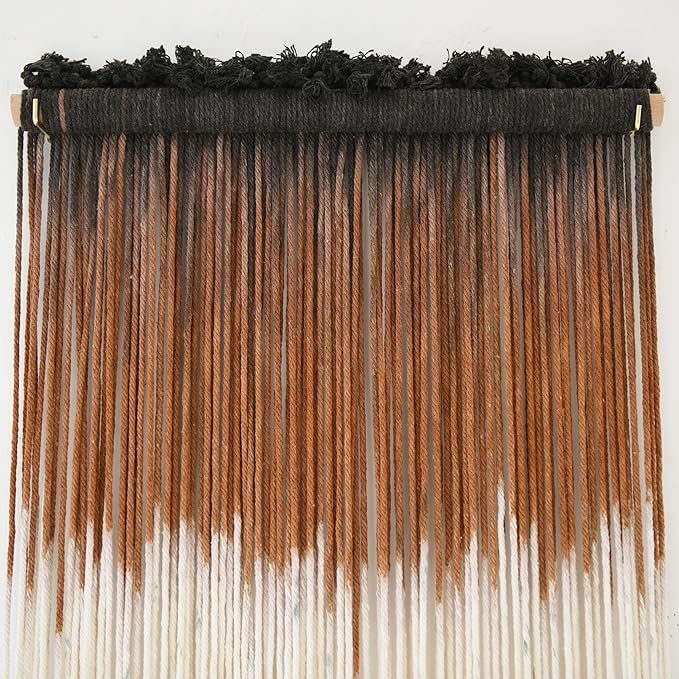 Macrame Wall Hanging Brown Boho Hand Woven Tassel Yarn Tapestry Wall Art for Living Room Bedroom Fiber Art 15''W*43''L-Ruum Studio Home
