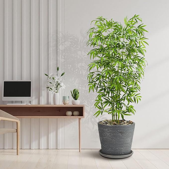 Artificial Bamboo Tree 6FT Tall Fake Plants Faux Silk Plant, Faux Bamboo Plant for Home Office Indoor Outdoor Decor Artificial Trees with Tall Planter-Ruum Studio Home