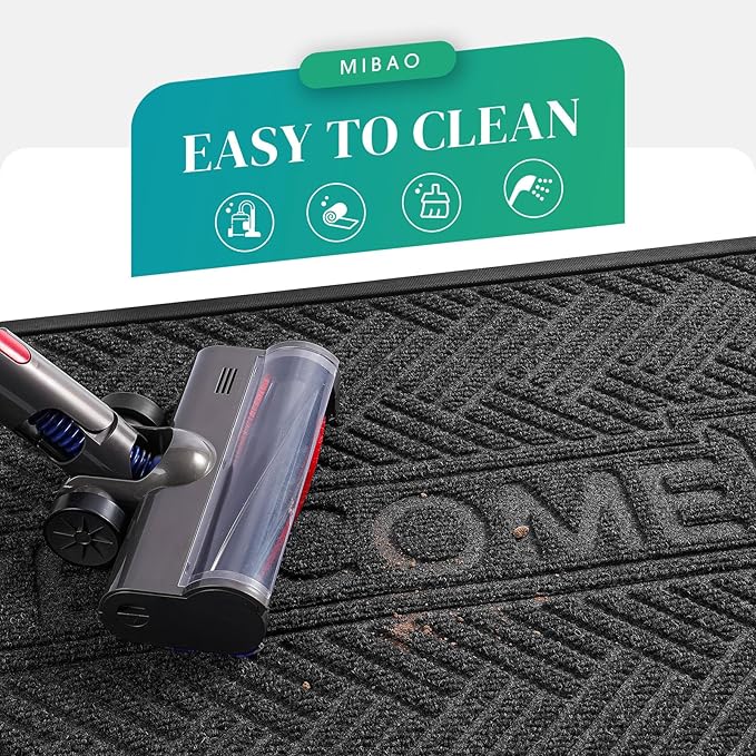 Mibao Front Door Mat Outside Entrance, Durable Outdoor Indoor Mat, Low Profile Heavy Duty Doormat, Non-Slip, Traps Dirt and Moisture, Easy Clean Patio Porch Entryway Mat, 36" x 24", Grey-Ruum Studio Home