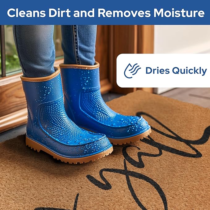 Barnyard Designs Natural Coco Coir Heavy Duty Backing Doormat - Large Cute Non-Slip Front Door Welcome Mat for Outside Entrance or Porch Entry, Brown (24x36, Y'all)-Ruum Studio Home