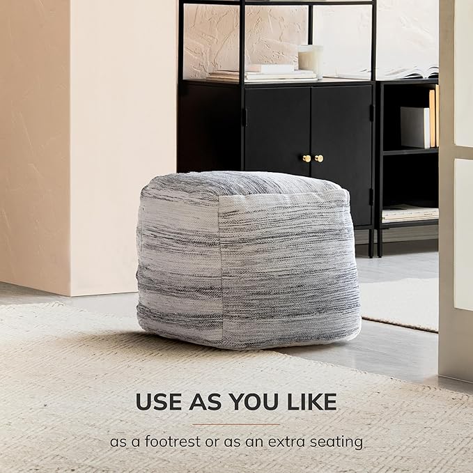 Anji Mountain 20"x20"x20" Handmade & Handcrafted Ottoman Pouf Comfortable Pouf Ottoman Foot Rest & Home Décor Accent for Living Room, Bedroom, Nursery, Kids Room, Patio-Ruum Studio Home
