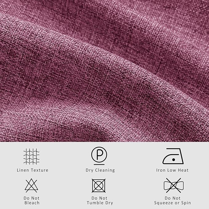 Macochico Extra Wide 100% Blackout Linen Curtains for Sliding Door Pleated Curtains with Hooks Insulated Soft Linen Drapes for Bedroom Living Room with Tieback Lilac 100”Wx84”L 1 Panel-Ruum Studio Home