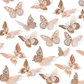 SAOROPEB 3D Butterfly Wall Decor, 48 Pcs 4 Styles 3 Sizes, Removable Metallic Wall Sticker Room Mural Decals for Kids Bedroom Nursery Classroom Party Decoration Wedding Decor DIY Gift (Rose Gold)-Ruum Studio Home