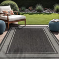 Beverly Rug Outdoor Rug 5x7 Modern Bordered Area Rugs for Indoor and Outdoor Patio Deck Porch Garden Waterproof Weather Sun Resistant Washable Outside Carpet (5 x 7 Dark Gray)-Ruum Studio Home