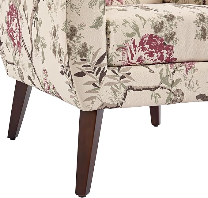 UIXE Floral Accent Chair, Modern Upholstered Armchair in Fabric for Living Room, Comfy Club Arm Chairs Single Sofa Button Tufted Bedroom Reading Seat - Pattern Floral, Set of 2-Ruum Studio Home