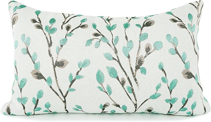 YOUR SMILE Classical Embroidery Jacquard Green Square Decorative Throw Pillow Case Cushion Cover,12x20 inch-Ruum Studio Home