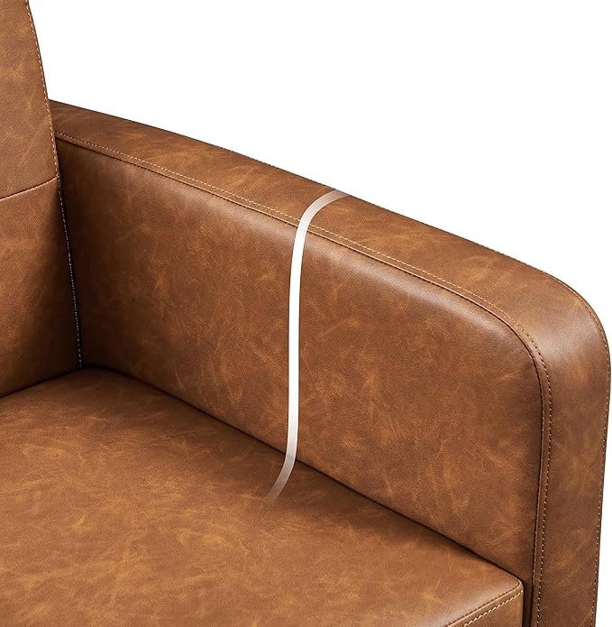 Yaheetech Mid-Century Accent Chairs, PU Leather Modern Upholstered Living Room Chair, Cozy Armchair Button Tufted Back and Wood Legs for Bedroom/Office/Cafe, Retro Brown 2 PCS-Ruum Studio Home