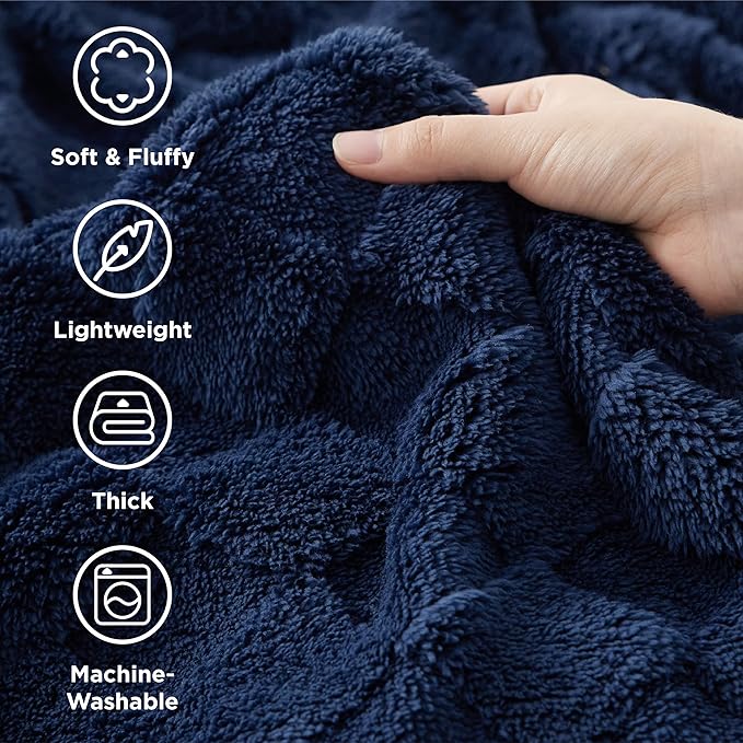Bedsure GentleSoft Blankets Queen Size for Bed - Super Soft Cozy Blanket for Women Men Girls, Large Fuzzy Fleece Throw for Bedroom Decor, Navy Blue, 90x90 Inches-Ruum Studio Home