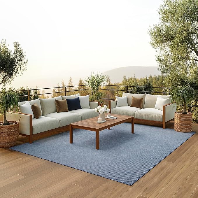 Nourison Home Positano 6' x 9' Navy Blue Fabric Modern Area Rug (6' x 9')-Ruum Studio Home