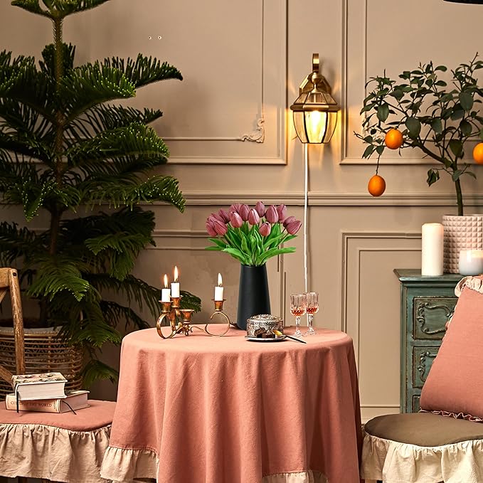 Mandy's Artificial Tulips 20 Stems Mauve PU Faux Flowers for Wedding Home Decor 13.5 Inch-Ruum Studio Home