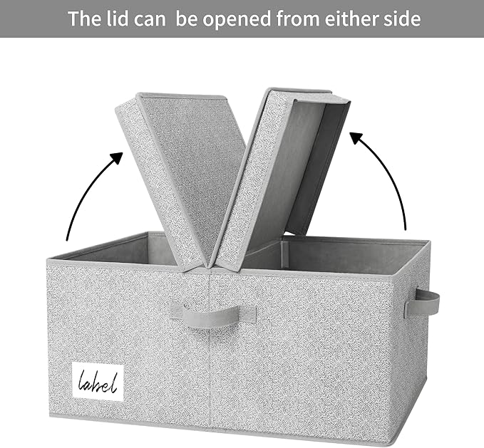 GRANNY SAYS Fabric Storage Bin with Lid, Decorative Storage Box, Extra Large Storage Baskets, Closet Organizer, Gray, 1-Pack-Ruum Studio Home