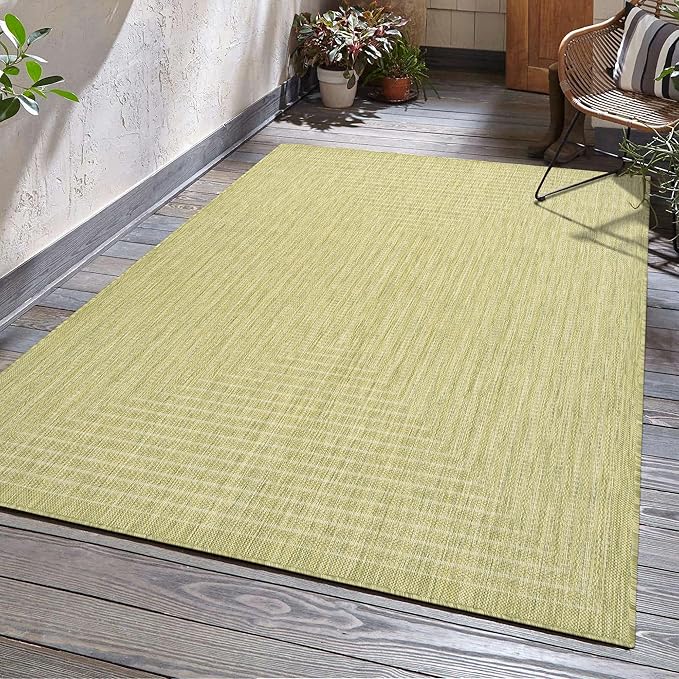 Adiva Rugs Outdoor Indoor Area Rug, Weather Resistant, Easy to Clean, Stain Resistant Floor Mat for Dining Room, Backyard, Deck, Patio (Olive Weiss, 2'6" x 7')-Ruum Studio Home