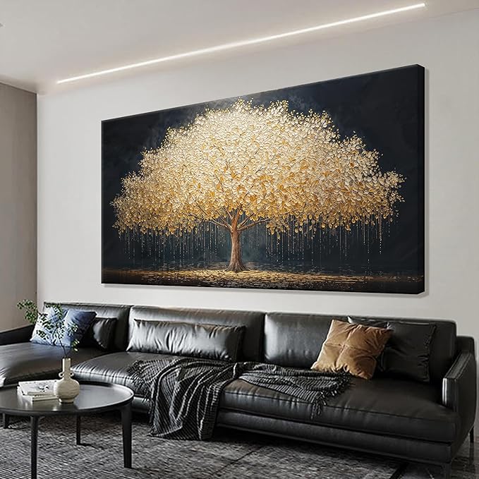 Tsomzxng Abstract Wall Art Gold Tree Of Life Artwork Canvas Art Wall Decor Painting Prints Gold Tree Large Abstract Wall Decor Picture For Living Room Bedroom Home Office Artwork 29"X 58"-Ruum Studio Home