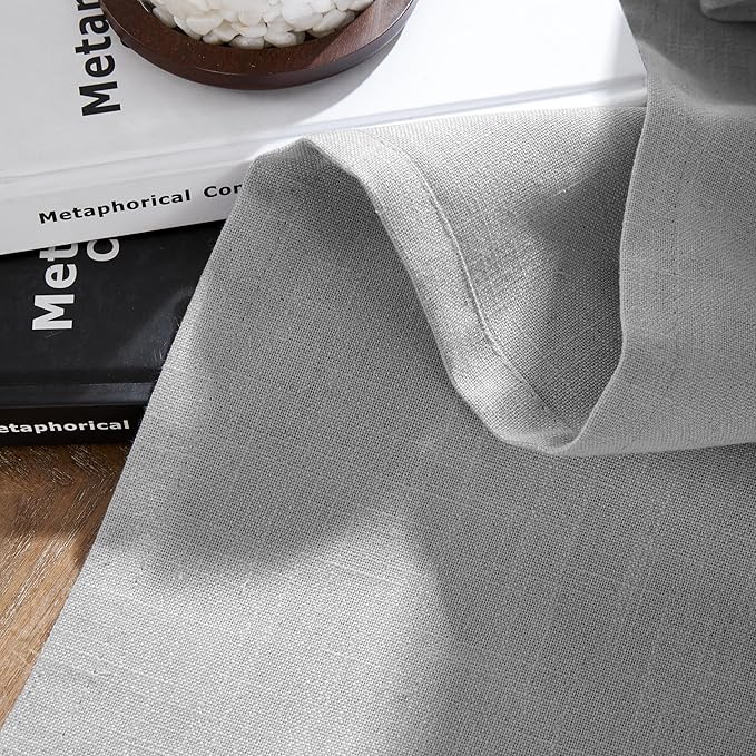Joydeco Linen Curtains for Living Room,Light Filtering Rod Pocket Back Tab Semi Sheer Drapes Window Long Curtains 96 inches Long Ebony Grey-Ruum Studio Home