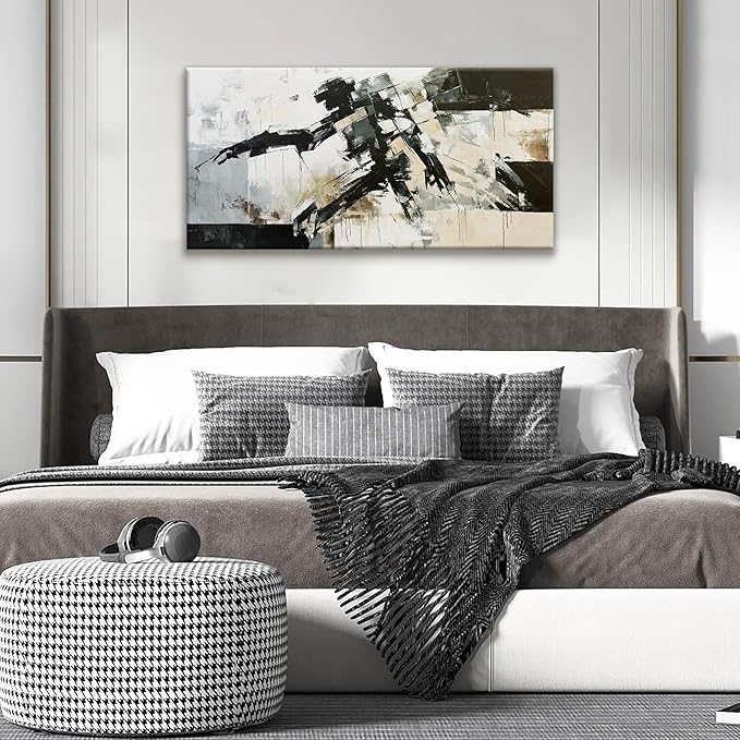 TAIJXAGSG Abstract Wall Art Minimalist Abstract Art Painting Cool Black Robot Modern Canvas Art Wall Decor Picture For Bedroom Office Home Wall Decor 20"X40"Ready To Hang-Ruum Studio Home