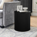 AVZEAR Fluted Round Side Table with Storage, Small Mid Century End Table Fluted Nightstands, Modern Circle Bedside Tables Wood Night Stand for Small Spaces, Living Room, Bedroom (Black)-Ruum Studio Home
