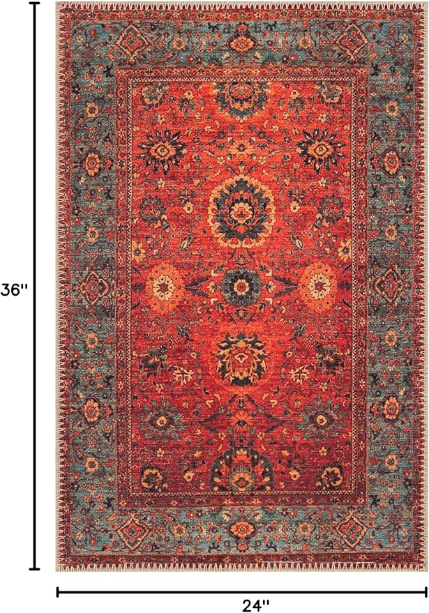 Keen Home Design 2x3 Rug - Machine Washable Entry Rug with Non-Slip Backing, Ideal for Enteryway, Kitchen, Bathroom, Laundry Room - Vintage, Easy Clean, Durable, Low Pile Rug - (2' x 3')-Ruum Studio Home
