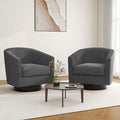 Swivel Barrel Accent Chair, Modern Round Corduroy Fabric Arm Chair for Living Room, Bedroom, Comfy Club Reading Chairs for Adults (Corduroy Grey, Set of 2)-Ruum Studio Home