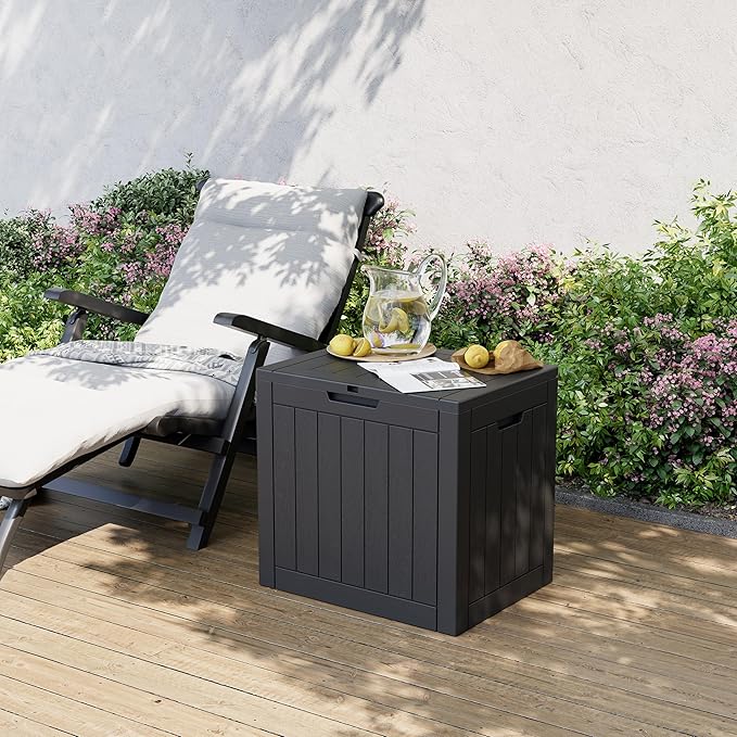 32 Gallon Deck Box Lockable Resin Indoor Outdoor Storage Box waterproof Outdoor Container for Patio Furniture, Pool Accessories, Cushions, Garden Tools, Sports Equipment-Ruum Studio Home