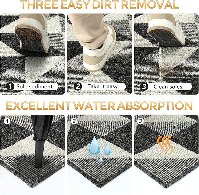 hicorfe Indoor Doormat,24"x35" Front Back Door Mat Rubber Backing Non Slip Door Mats,Low-Profile Absorbent Resist Dirt Entryway Doormat Inside Floor Mats for Entrance-Ruum Studio Home