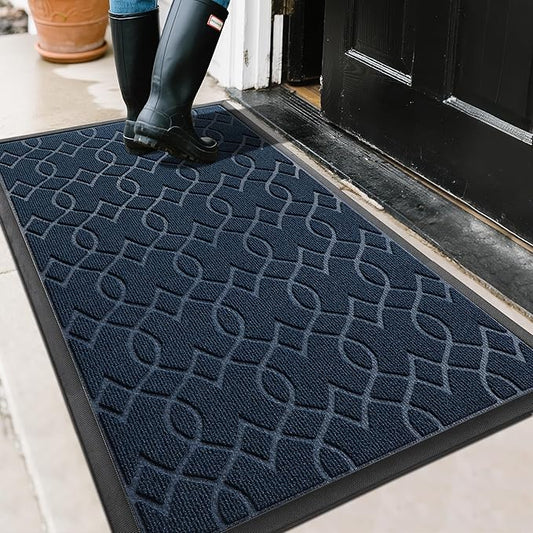 Yimobra Front Door Mat Outdoor Indoor 47x32, All-Season, All-Weather, Heavy Duty Welcome Door Mats Outside Entrance, Non Slip Porch Patio Entrance Mat, Blue-Ruum Studio Home