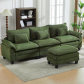 URRED Modular Sectional Sofa Comfy Cloud Couch, Modern Corduroy Sofa Sleeper Deep Seat Couches with Ottoman/Pillows for Living Room (Green, 117''- L Shape)-Ruum Studio Home