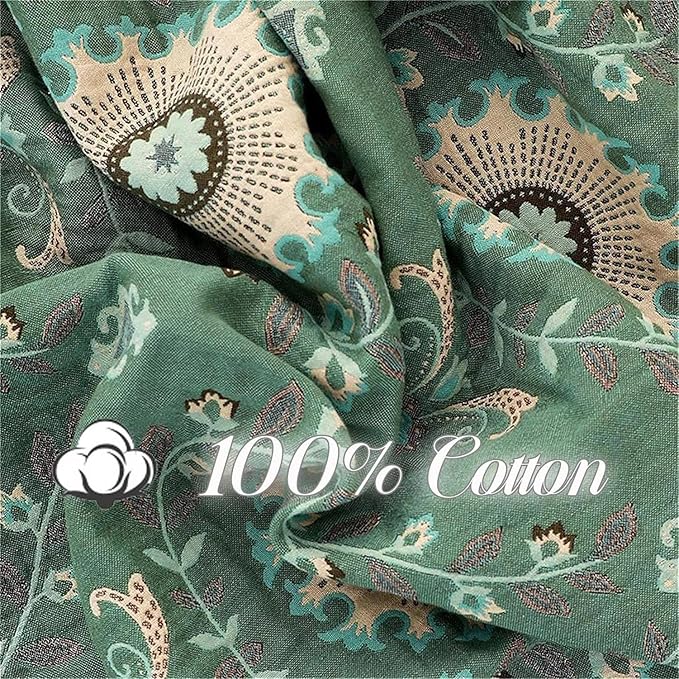 MSGKV Green Boho Throw Blanket for Bed Couch,100% Cotton Mexican Picnic Blankets Travel Blanket 80''x 90'', Super Soft Lightweight Muslin Blanket for Bedroom Living Room Boho Decor-Ruum Studio Home