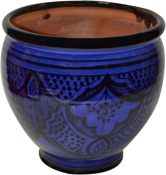 Treasures Of Morocco Flower Pot Moroccan Spanish Garden Drain Hole Ceramic Planter Handmade Multicolored-Ruum Studio Home