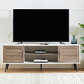 Mid Century Wooden TV Stand with Open Shelf and 2 Storage Cabinets for TVs up to 65 Inches,White Walnut Modern Entertainment Center TV Console for Living Room,Bedroom.-Ruum Studio Home