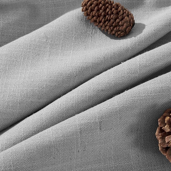 Joydeco Linen Curtains 63 inches Long 2 Panel Sets for Living Room, Light Filtering Drapes with Rod Pocket Back Tab, Ebony Grey Window Long Curtains-Ruum Studio Home