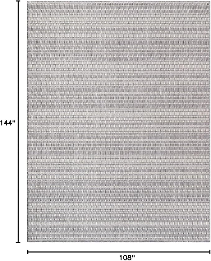 Stripe Outdoor Rug 9x12 Washable Outside Carpet for Indoor Patio Porch Waterproof Easy Cleaning Non Shedding Area Rugs Gray 9 x 12-Ruum Studio Home