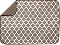 S&T INC. Dish Drying Mat XL, 18” x 24”, Absorbent Microfiber Kitchen Counter Mat, Dish Drying Pad for Dishes, Utensils, Pots and Pans, Extra Large, Taupe Trellis-Ruum Studio Home