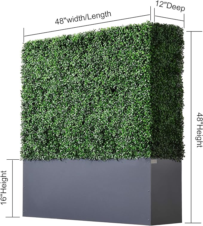 AGPL Upgraded Artificial Boxwood Hedge Wall with Gray Color Planter Room Divider and Privacy Wall Backdrops (48" H 48" W 12" D)-Ruum Studio Home