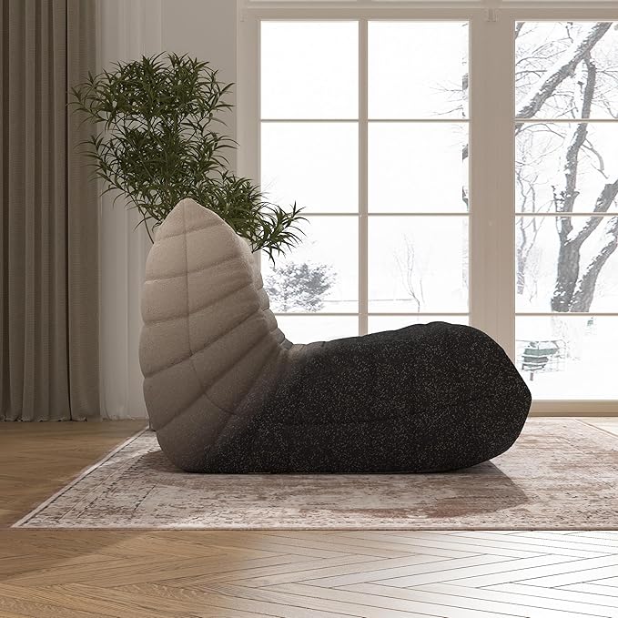 Bean Bag Chair, Fireside Chair Bean Bag Sofa Large Bean Bag Chair for Adults, Bean Bag Chairs for Teens with High Density Comfortable Foam, Memory Foam Bean Bag for Living Room, Bedroom (Black&White)-Ruum Studio Home