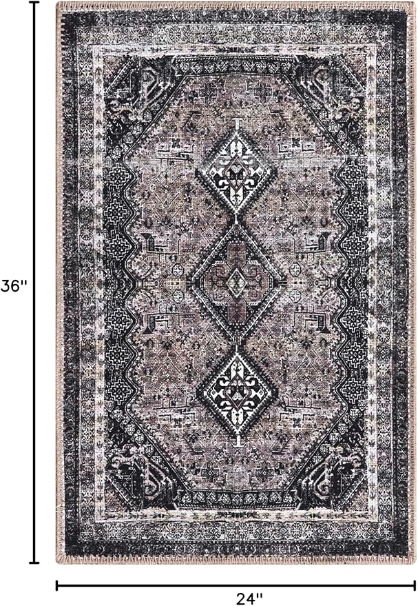 Keen Home Design 2x3 Rug - Machine Washable Entry Rug with Non-Slip Backing, Ideal for Enteryway, Kitchen, Bathroom, Laundry Room - Vintage, Easy Clean, Durable, Low Pile Rug - (2' x 3')-Ruum Studio Home