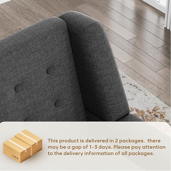 HUIMO Button-Tufted Accent Chairs Set of 2,Upholstered Reading Living Room Chair,Mid Century Modern Chair with Linen Fabric, Club Chair,Comfy Arm Chairs for Living Room,Bedroom,Grey-Ruum Studio Home