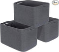 MINTWOOD Design 3-Pack Decorative Woven Storage Baskets for Shelves, Cube Bin Box for Organizing Books, Shoes, Dog Toys, Pantry Closet and Living Room Organizer, Charcoal Gray-Ruum Studio Home