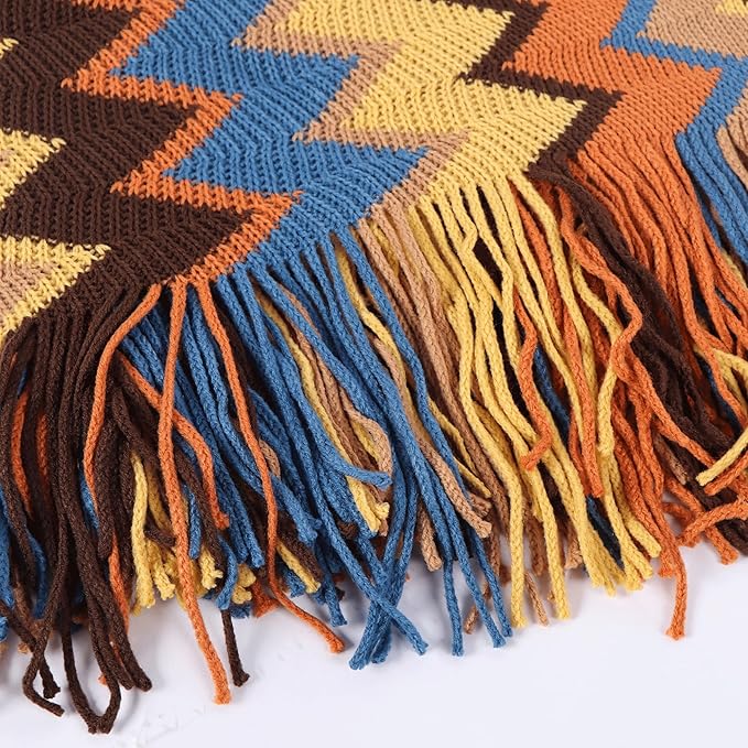 Boho Throw Blanket - Bohemian Fringe Tassels， for Bed Couch Soft ChairBlanket Double Sided (50"x70") (Yellow)-Ruum Studio Home