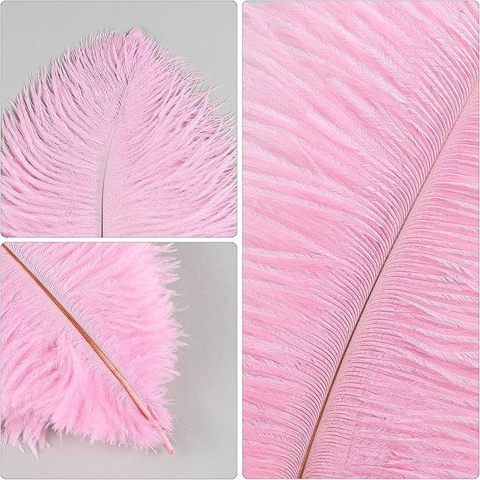 THARAHT Pink Ostrich Feathers 24pcs Natural Bulk 8-10Inch 20cm-25cm for Crafts Wedding Party Centerpieces Flower Arrangement Easter Gatsby and Home Decoration Feathers-Ruum Studio Home