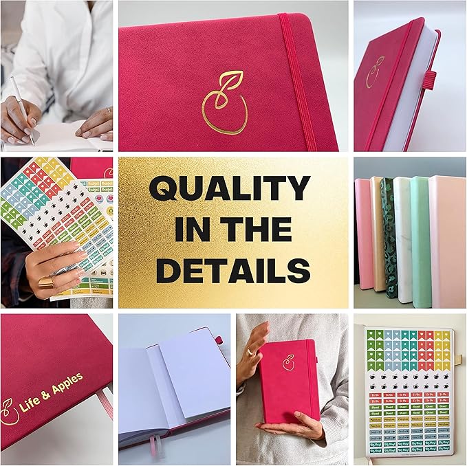 Life & Apples Wellness Journal Planner – Food Log, Fitness Tracker, Habit Tracker, Weight Loss Journal for Diet Tracking and Health Goals, Undated, Size A5 Berry-Ruum Studio Home