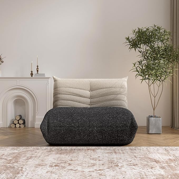 Bean Bag Chair, Fireside Chair Bean Bag Sofa Large Bean Bag Chair for Adults, Bean Bag Chairs for Teens with High Density Comfortable Foam, Memory Foam Bean Bag for Living Room, Bedroom (Black&White)-Ruum Studio Home